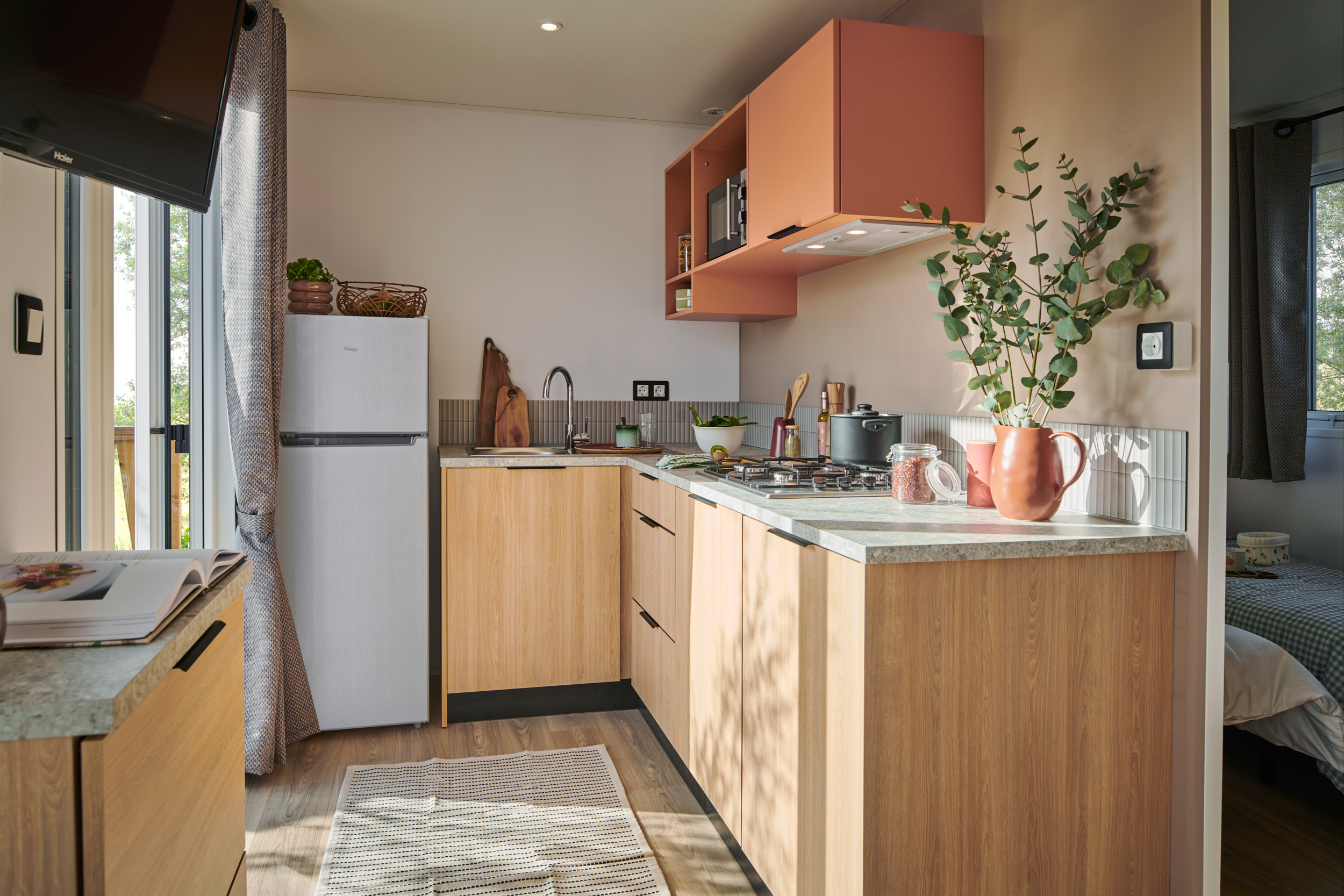 location mobil home parlementia grand confort cuisine